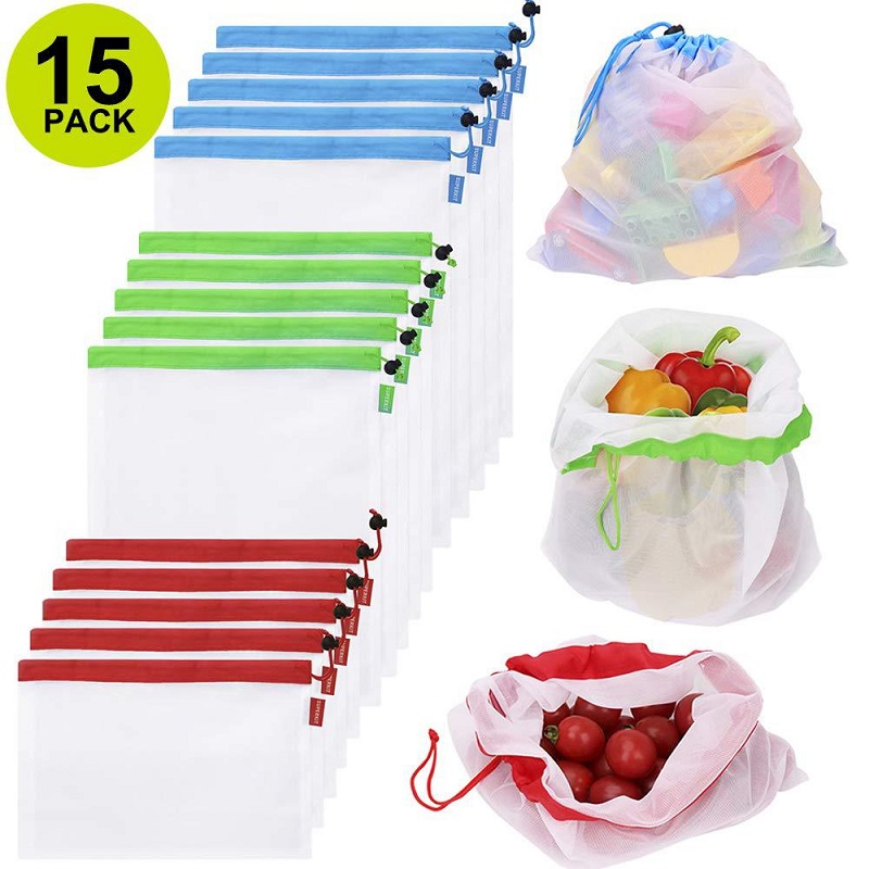 Produce Bag Reusable Mesh - Tas barang jala 3 ukuran, dapat