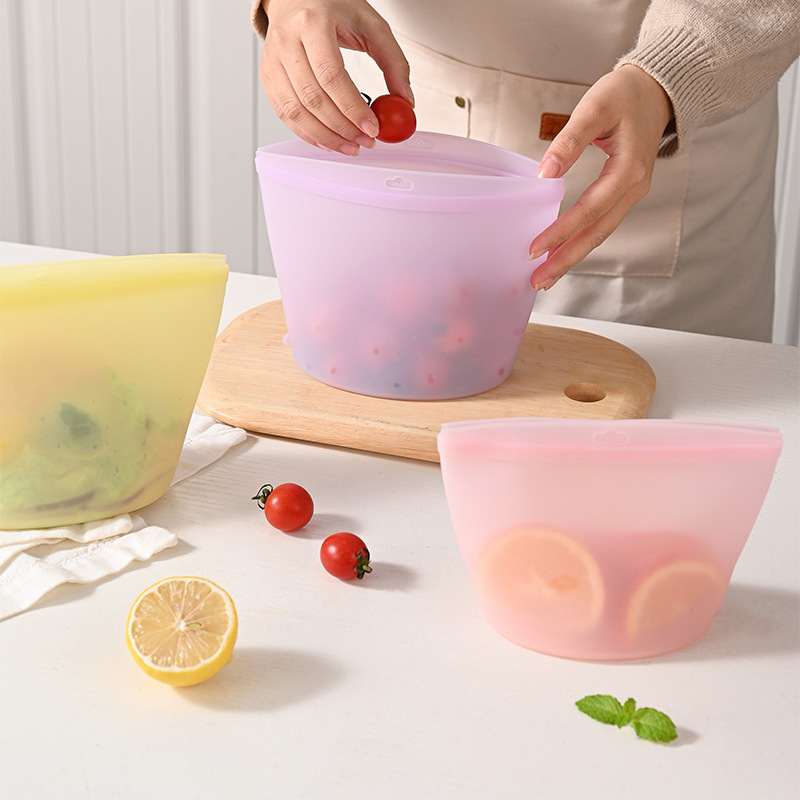Food Storage Reusable Bags - Kantong Penyimpanan Silikon Segel Otomatis Kantong