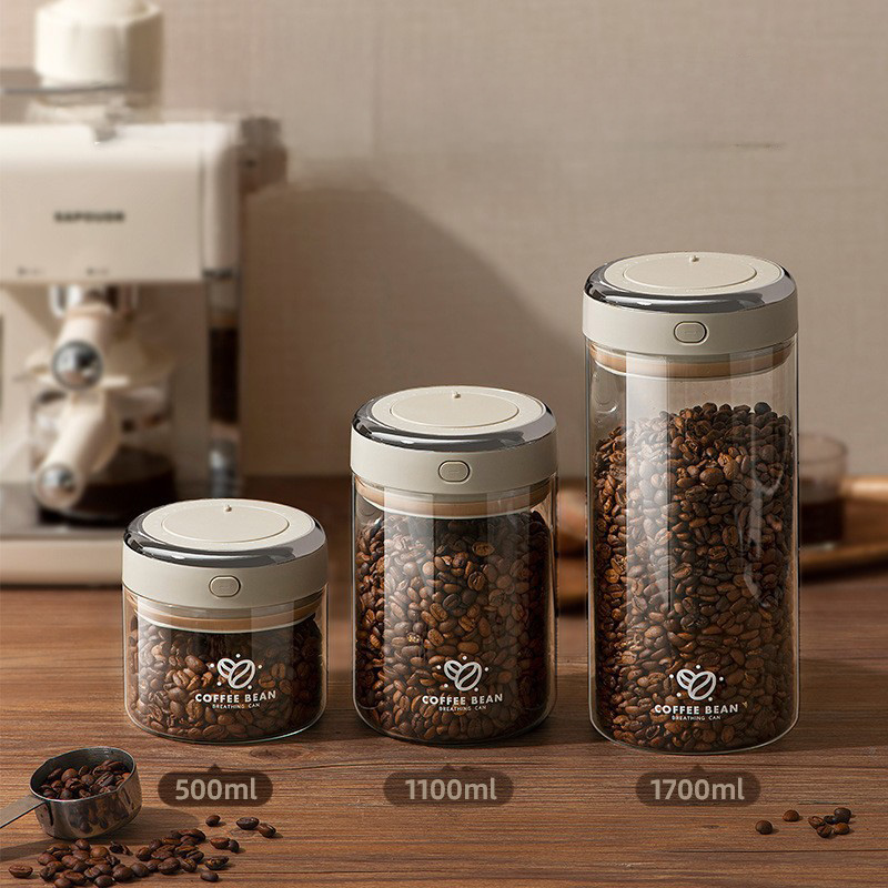 Food Storage Jars & Containers - 500/1100/1700ml Wadah Vakum Biji Kopi dengan
