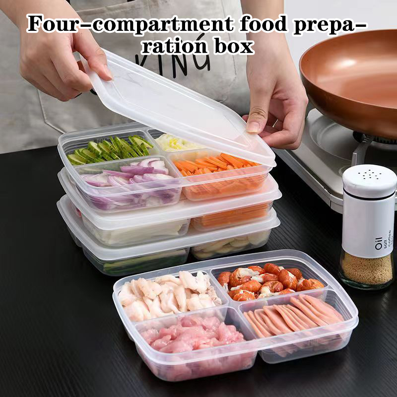 Food Storage For Refrigerator - Baru! Kotak Penyimpanan Plastik 4 Sekat,