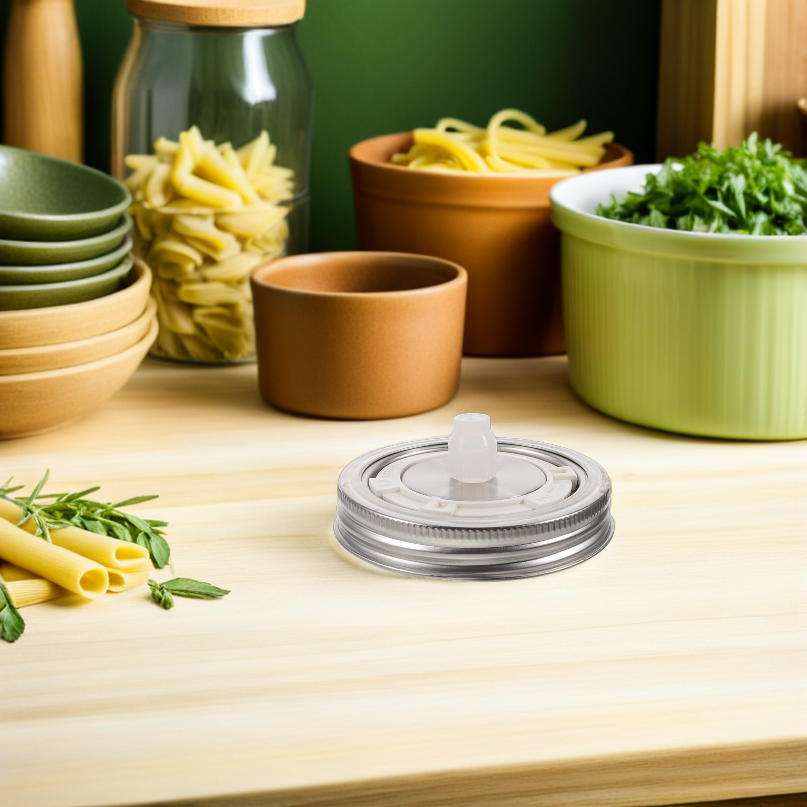 Mason Jar Wide Mouth - 2 Buah Tutup Fermentasi Airlock Baja