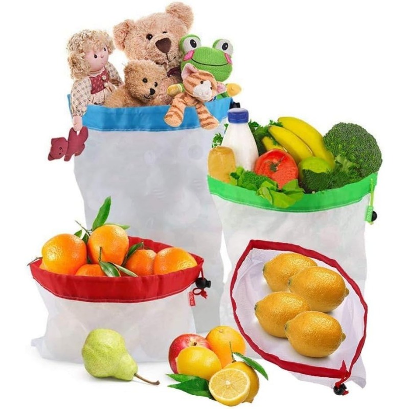 12pcs Kantong Jaring Penyimpan - Produce Bag Reusable Mesh ulasan dan harga