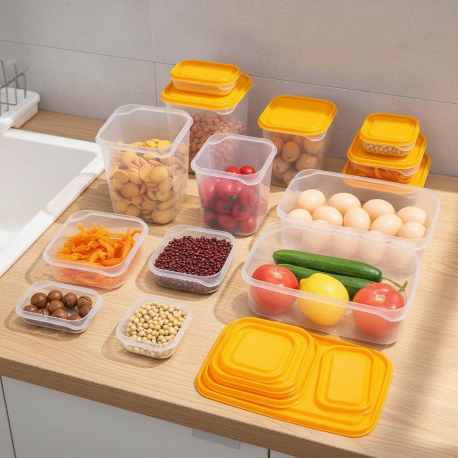 17 Buah Set Kotak Penyimpanan  - Food Storage For Refrigerator ulasan dan harga
