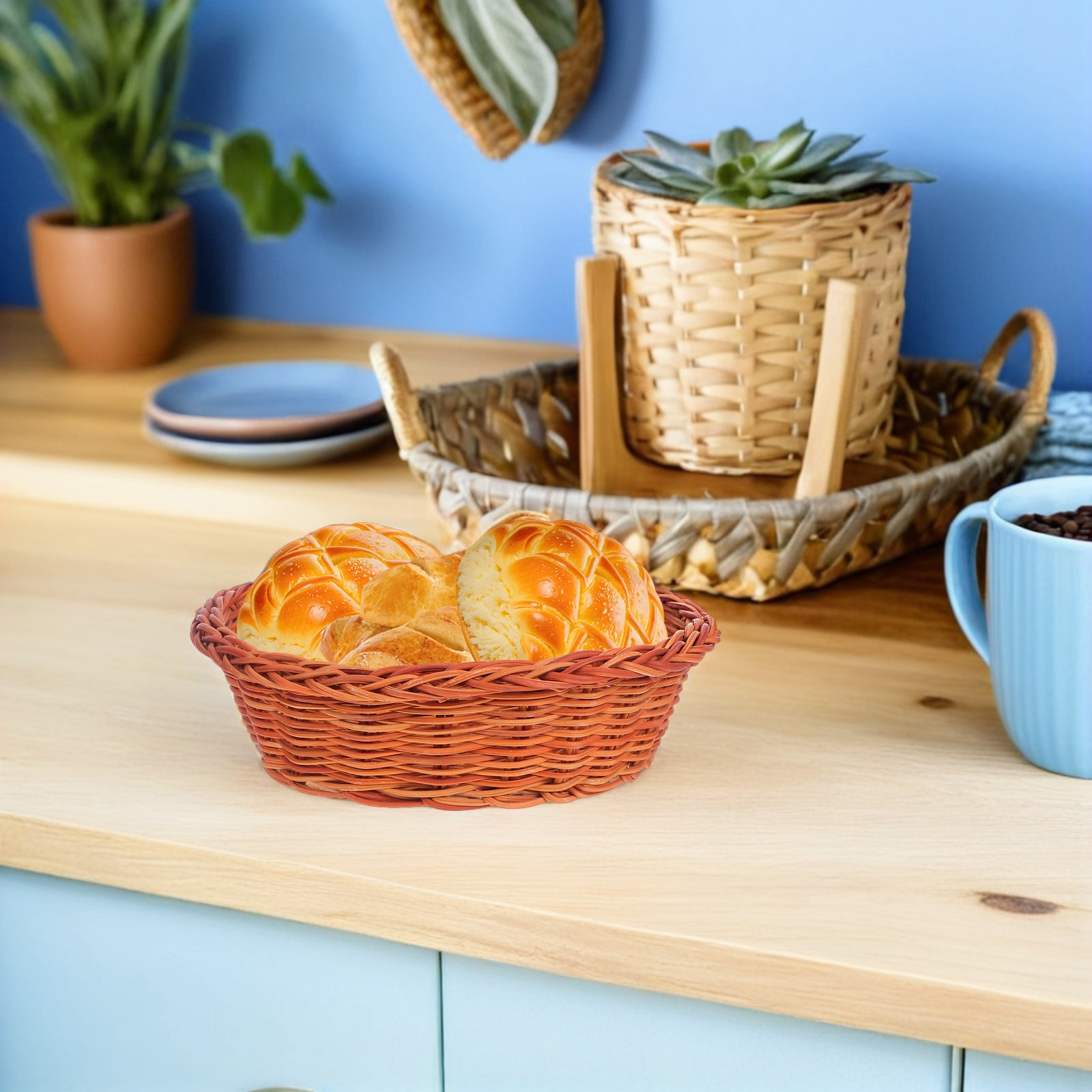 10 Buah Keranjang Roti Rotan O - Food Storage Small ulasan dan harga