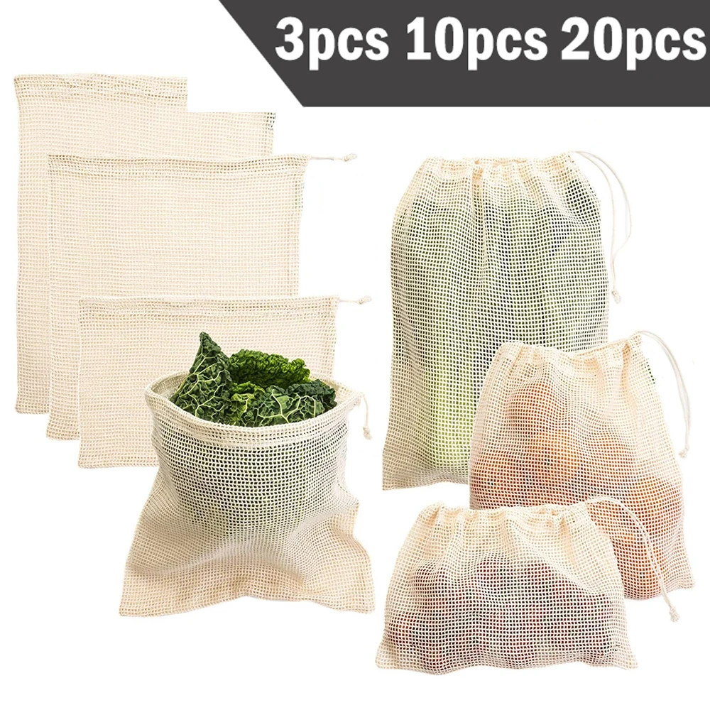 3 6 10Pcs Reusable Memproduksi - Produce Bag Reusable Mesh ulasan dan harga