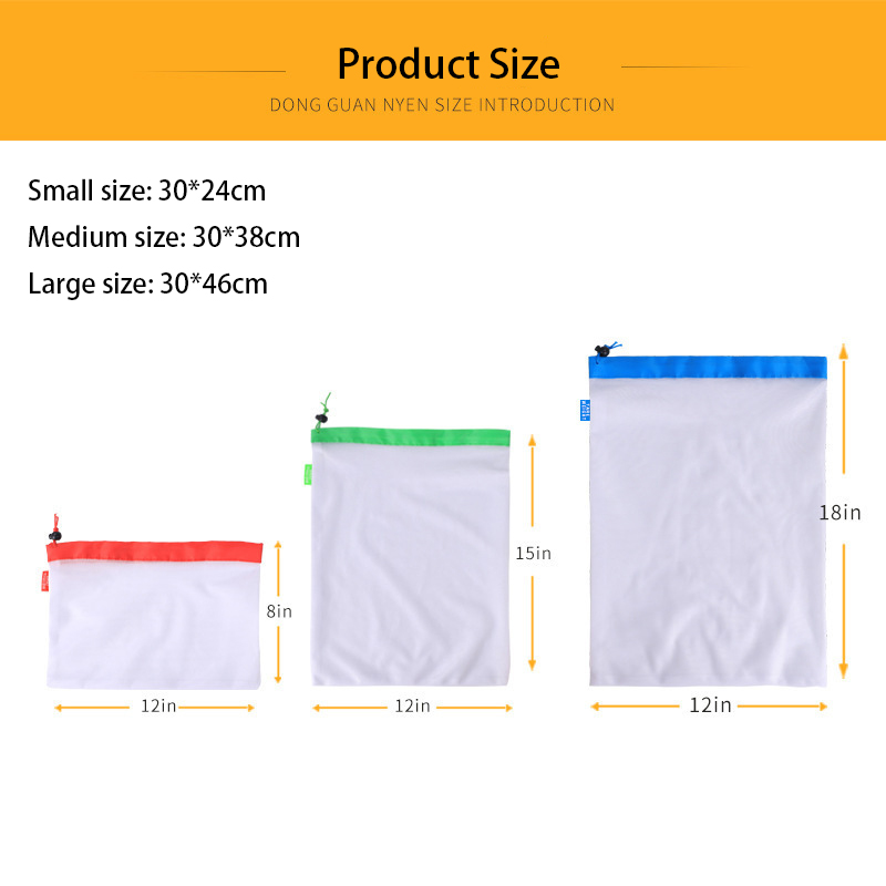 Tas barang jala 3 ukuran, dapa - Produce Bag Reusable Mesh ulasan dan harga
