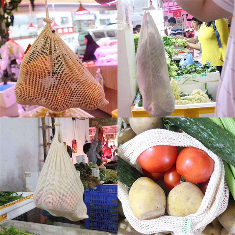 Tas produksi jaring katun dapa - Produce Bag Reusable Mesh ulasan dan harga