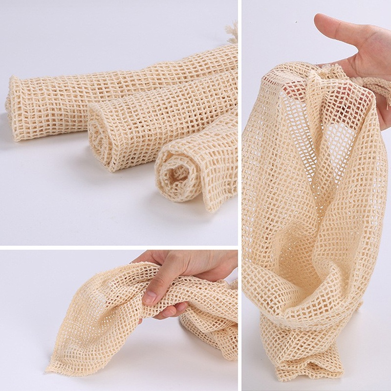 3 buah tas belanja produk jari - Produce Bag Reusable Mesh ulasan dan harga
