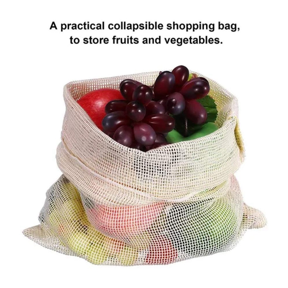 9 Buah Set Tas Produksi Jaring - Produce Bag Reusable Mesh ulasan dan harga