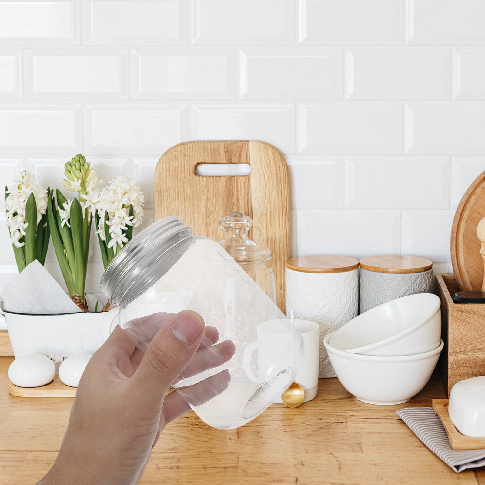4 Buah Stoples Plastik Transpa - Food Storage Jars & Containers ulasan dan harga