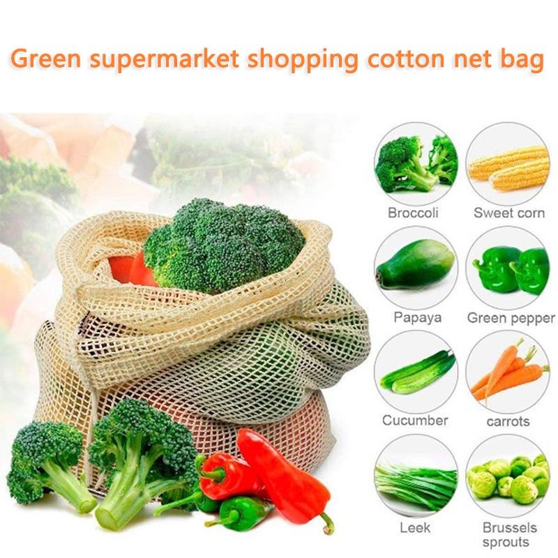 3 Buah/Lot Tas Sayuran Jaring  - Produce Bag Reusable Mesh ulasan dan harga